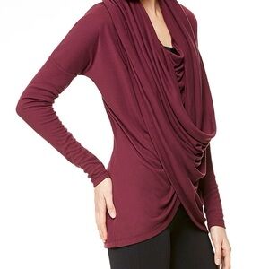 ALO Yoga Draped Cowl Neck Top in Wine Burgundy size Small